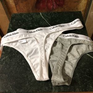 White & Grey Calvin Klein Thong Underwear (M)
